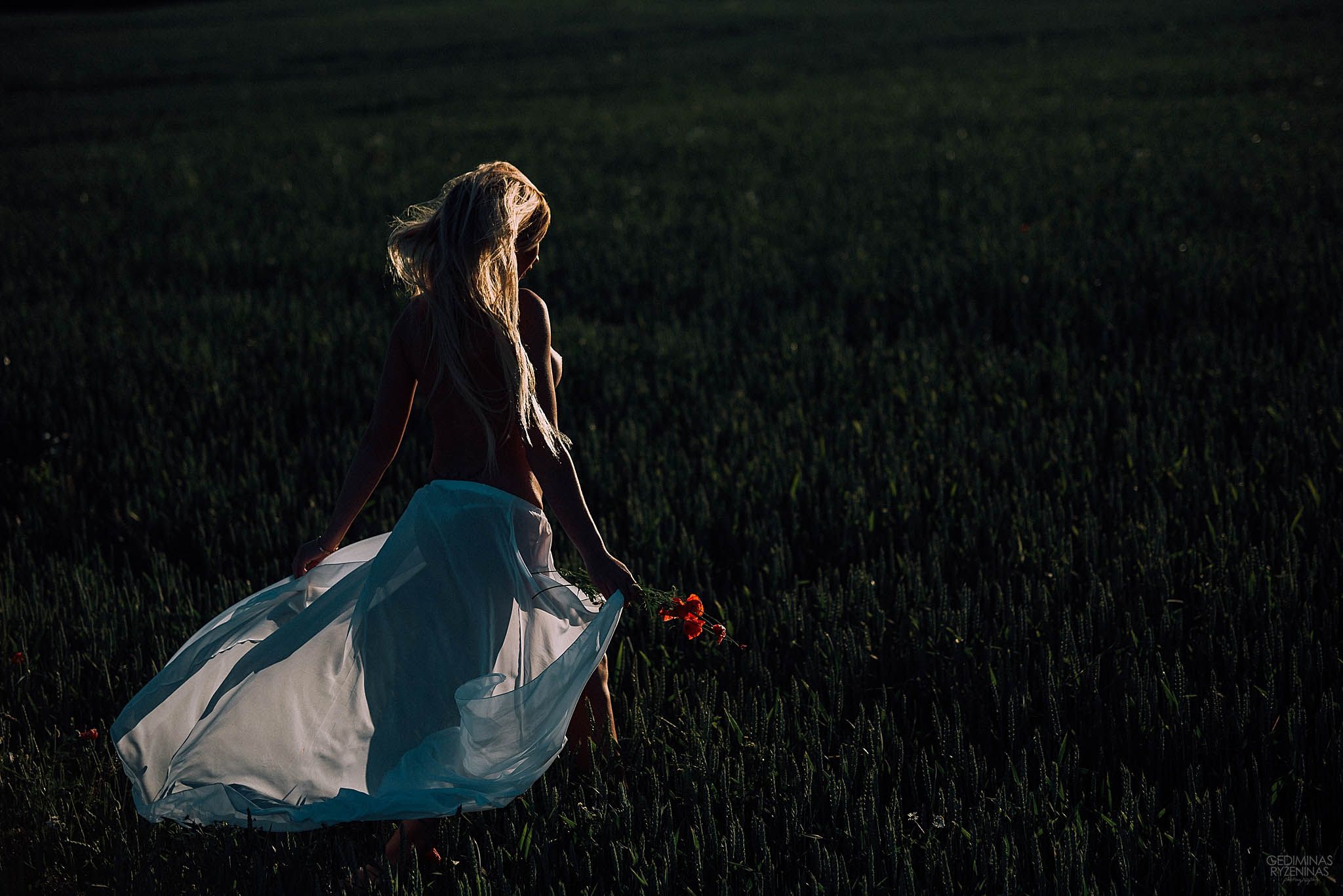 erotine fotosesija aguonų lauke